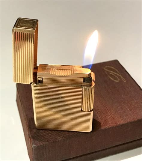 Vintage HERMES Lighter 1960s S.T. Dupont 20u Microns Gold 